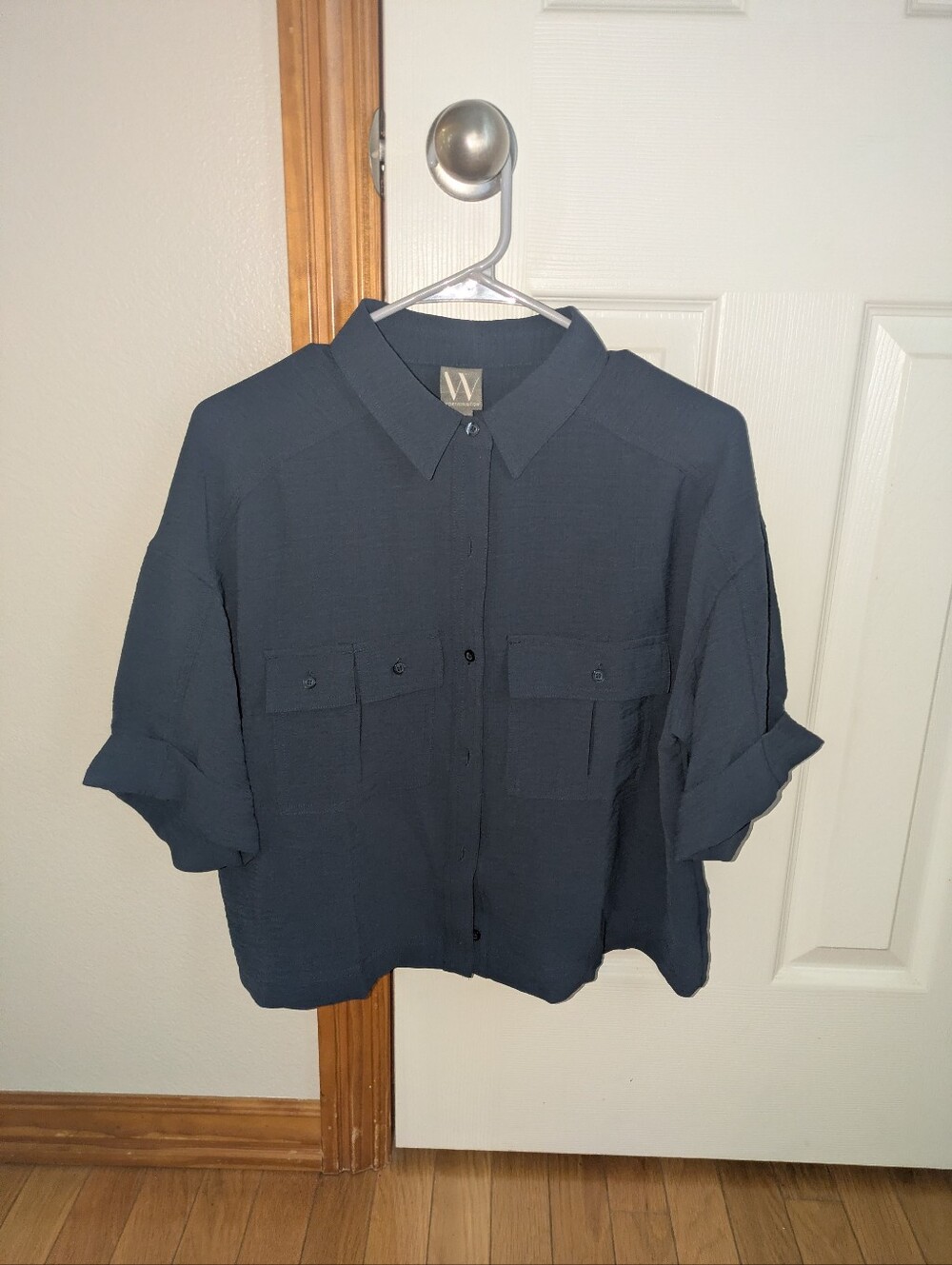 women's cropped button-down blouse